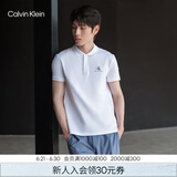 Calvin KleinJeans夏季男士商务休闲通勤ck翻领字母印花短袖T恤POLO衫J319635 YAF-白色 2XL （建议190-200斤）