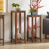 家逸新中式实木花架子落地式阳台可移动花盆架客厅轻奢高档置物架