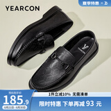 意尔康男鞋 男士皮鞋新款商务正装皮鞋男牛皮男士英伦德比鞋上班鞋子男 黑色-套脚版 39
