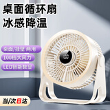 嘉柏兰桌面小风扇USB超强风力静音学生宿舍床上壁挂夹式家用户外便携手持空调扇制冷长续航车载夹子风扇 【米白色丨桌面款】100档飓风/智能数显/台式壁挂