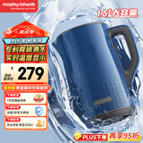 摩飞电器（Morphyrichards）柔音电热水壶 烧水壶 热水壶 家用恒温保温水壶 1.5L不锈钢304双层防烫实时显温开水壶MR6071蓝