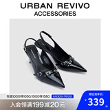 URBAN REVIVO2025春季新款女士金属饰小猫跟空鞋UAWS50024 黑色 37