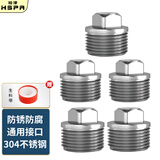 裕津（HSPA）水管堵头304不锈钢外丝4分堵头水龙头堵帽【5个装】7023