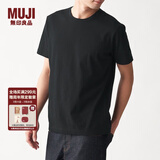 无印良品 MUJI 男式 印度棉天竺编织 圆领短袖T恤 ABA01A0S 黑色 XL
