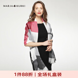 玛丽亚·古琦（MARJA KURKI）羊毛围巾女冬季 礼盒装保暖披肩围巾两用 千鸟格围脖女礼物 白/酒红/灰