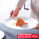 斯凯绨（Sky Top）陶瓷盘子骨瓷西餐盘大号牛排盘饺子盘家用酒店纯白10英寸月光形