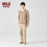 无印良品（MUJI）男式 羊毛 中针距 V领毛衣 男士毛针织衫冬季男款 AA02CC3A 深咖啡色 L(175/100A)