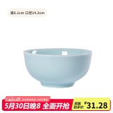 龙泉青瓷米饭碗陶瓷新款创意中式餐具家用加厚吃饭碗大号面汤碗喝粥碗小碗 5.5英寸粉青碗