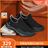 斯凯奇（Skechers）父亲节礼物|男鞋夏季百搭休闲鞋运动鞋一脚蹬减震舒适透气网面鞋 全黑色/65867-BBK 41