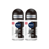妮维雅（NIVEA）抑汗香体止汗露腋下干爽滚珠男士黑白出众爽身走珠液50ml*2