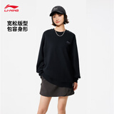 李宁套头无帽卫衣男女同款秋冬季加绒时尚复古运动上衣外套AWDVJ43