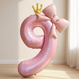 仕彩 粉色数字气球蝴蝶结男孩女孩生日礼物周岁场景布置装饰拍照道具9