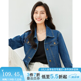 梵希蔓高腰茄克复古牛仔夹克外套女2025春秋新款宽松百搭开衫上衣 70672 牛仔蓝 S