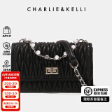 CHARLIE&KELLI CK品牌包包女包奢侈品牌2025新款送女友生日礼物菱格链条包斜挎 黑色【代写贺卡 赠品牌礼袋】