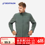 迪卡侬（DECATHLON）保暖户外抓绒衣外套男女运动宽松秋摇粒绒外套冲锋衣内胆 男款-全拉链-墨绿色 2XL