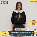 Teenie Weenie小熊女装春季可拆卸娃娃领套头卫衣时髦休闲学院上衣 黑色 S (160)
