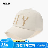 MLB帽子男女情侣棒球帽秋季刺绣大LOGO休闲遮阳帽3ACPC024N-50CRM-F