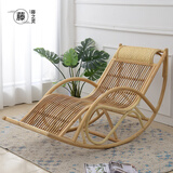 藤之灵（TENGZHILING）老人家用午休阳台懒人摇摇椅躺椅成人可睡觉大人休闲逍遥真藤沙发 竖条原色 （进口真藤 ）