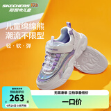 Skechers斯凯奇儿童运动鞋秋冬镭射熊猫鞋轻便防滑大童男女跑步鞋302576L 白色/薰衣草色/WLV/镭射 36