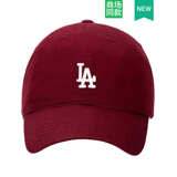 MLB男女情侣帽子 时尚小标软顶鸭舌帽CP77系列棒球帽运动休闲遮阳帽 洛杉矶道奇队/酒红色 F