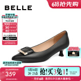 百丽（Belle）方扣高跟鞋女商场同款羊皮细跟单鞋Z2N2DCQ3预售 黑色(第二批) 36 (230mm)