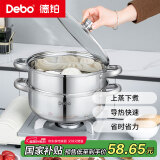 Debo德铂莱纳304不锈钢汤锅双层蒸锅煲汤炖煮熬粥汤奶锅26cm