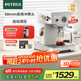 柏翠(petrus)【国家补贴】咖啡机意式浓缩家用小型半自动蒸汽打奶泡 PE3833 海盐小方pro