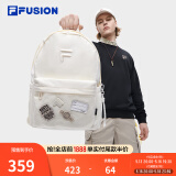 斐乐（FILA）FUSION潮牌背包情侣款双肩包女士包包大容量电脑包男士休闲书包 玉米白-IV XS