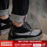 马登马丁靴男春季高帮厚底工装鞋子英伦风短靴潮流百搭休闲皮鞋 黑色 [中帮/4孔]偏大一码 40 男码