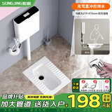 松鲸 陶瓷蹲便器套装带水箱套装厕所蹲坑便池防臭带存水弯卫生间家用 无弯【后排水】+功能水箱+喷枪