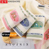 金号毛巾纯棉A类3条装洗脸巾毛巾100%纯棉成人吸水男女情侣加厚毛巾 红+蓝+绿 68*34cm 3条