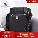圣大保罗单肩包男士斜挎包休闲牛津布包大容量商务多功能轻便男包时尚出游 竖款黑色大号【22.5*8.5*27cm】