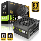 安钛克 Antec NE750 GOLD 3.1金牌全模组/PCIE5.1/额定750W/ 日系电解电容/双8pin电脑主机电源/40系显卡