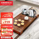 金灶（KAMJOVE）全自动上水功夫茶具套装 茶道泡茶壶 鸡翅木茶盘套装茶台R-350A 搭配F9 陶瓷茶具 茶水桶