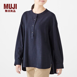 无印良品 MUJI 女式 新疆棉法兰绒 束腰长上衣 29AC730 深海军蓝 M-L
