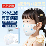 京东京造儿童卫生口罩独立包装30只1-6岁【亲肤含棉】儿童口罩冬季防寒