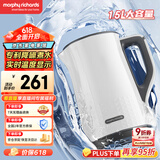 摩飞电器（Morphyrichards）柔音电热水壶 烧水壶 热水壶 家用恒温保温水壶 1.5L不锈钢304双层防烫实时显温开水壶MR6071白