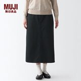 无印良品 MUJI 女式 丝光斜纹 裙子半身长裙秋冬季简约风纯棉全棉BEK37C2A 黑色 M(160/66A)