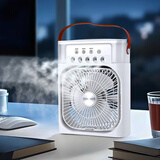 OUIO空调扇冷风扇制冷小空调便携式宿舍床上小型办公室桌面大风力制冷水风扇加冰块加水冷风机家用 加湿制冷-冰川白【插电款+5喷头纳米冰雾+定时】