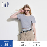 Gap女装夏季纯棉镂空字母印花logo短袖T恤宽松上衣546498 灰色 155/76A(XS)亚洲尺码