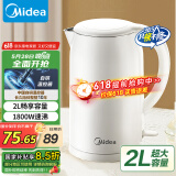 美的（Midea）电热水壶家用烧水壶 2升超大容量 304不锈钢材质 1800W快速加热 双层防烫 618提前抢 MK-SH20M320