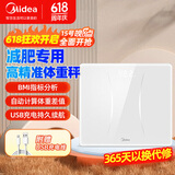 美的（Midea)体重秤体重称家用健康称重计电子秤人体高精度智能体重称Led显示健身减肥运动MS-CW4白色