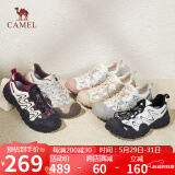 骆驼（CAMEL）经典丑萌鞋女时尚撞色户外休闲鞋 L24S469647A 米/黑/酒红 36
