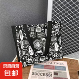【已售10W  】帆布包布袋女文艺韩版大容量森系韩国chi手提单肩包 加厚黑色 中包
