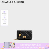CHARLES&KEITH经典菱格链条小方单肩斜挎包包女包生日礼物七夕礼物CK2-70160131 Black黑色 小包