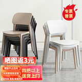 格田彩餐椅塑料椅子办公凳靠背休闲椅家用书桌椅卧室化妆椅简易小椅子 4把【加大工程款 颜色请备注】