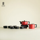 陆宝高档茶具创新家用功夫泡茶壶茶杯带茶盘团购定制礼盒装龙启壶茶组 九件式(1壶6杯1茶海)-红 9头