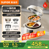 苏泊尔（SUPOR）【国家补贴】鸳鸯电压力锅3L 多功能0涂层钢胆2-4人家用 风冷降压电饭煲电炖锅高压锅SY-30YC3001