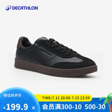 迪卡侬Trainer70男士T头牛皮复古经典低帮休闲运动德训鞋 黑41-5434346