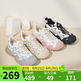 骆驼（CAMEL）丑萌登山鞋女时尚撞色户外休闲鞋 L24S076620 米/银/黄 36